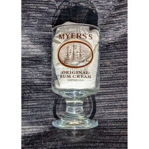 MYERS'S Original Rum Cream Imported Cocktail Stem Rocks 5" Tall Glass Cup NOS